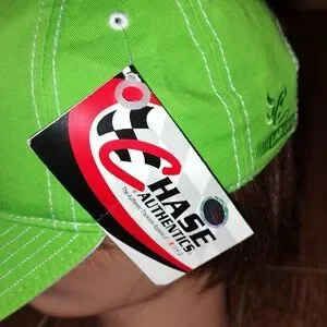 Rare Chase Authentics NASCAR M&M Jewel Sequins Studded Green Strapback Hat Cap Chase Authentics | Accessories | Chase Authentics Nascar Mm  main image 2